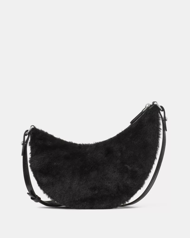 bolsa transversal duo shearling bear preta multicolorida