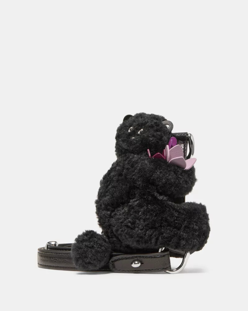 bolsa transversal duo shearling bear preta multicolorida