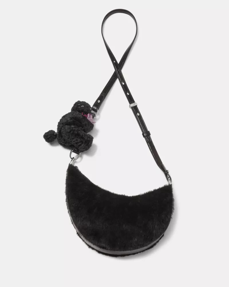 bolsa transversal duo shearling bear preta multicolorida