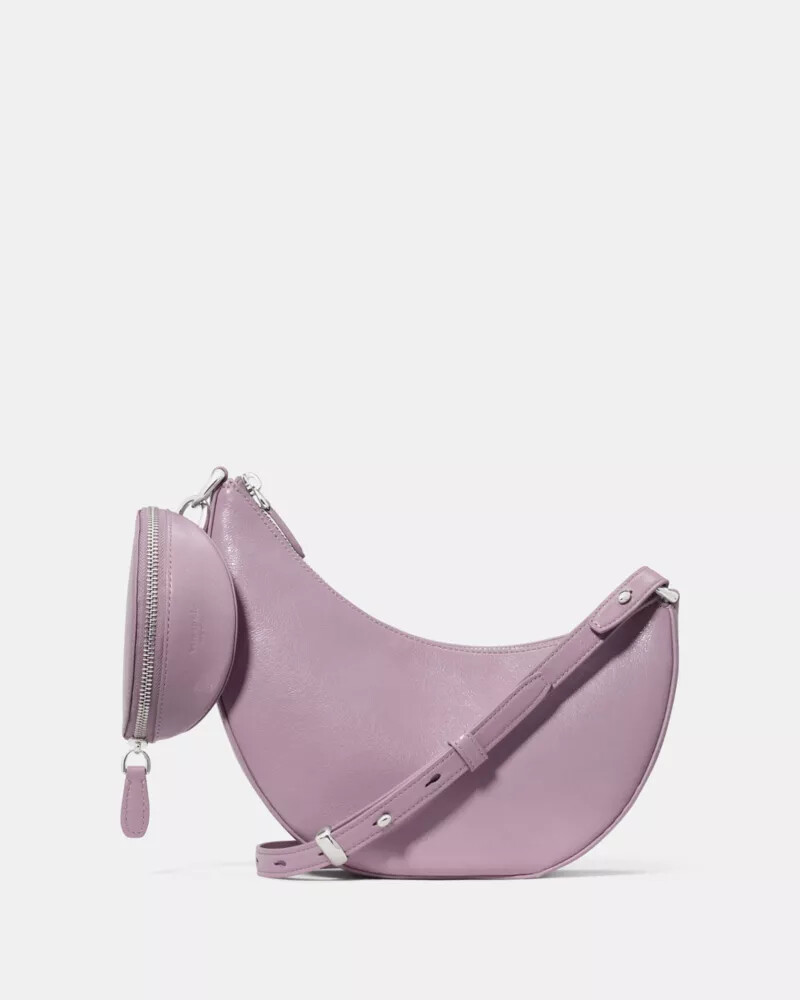 bolsa transversal duo em couro envernizado roxo mercado
