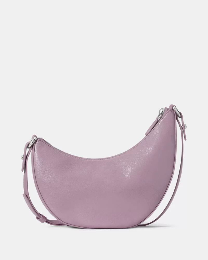 bolsa transversal duo em couro envernizado roxo mercado