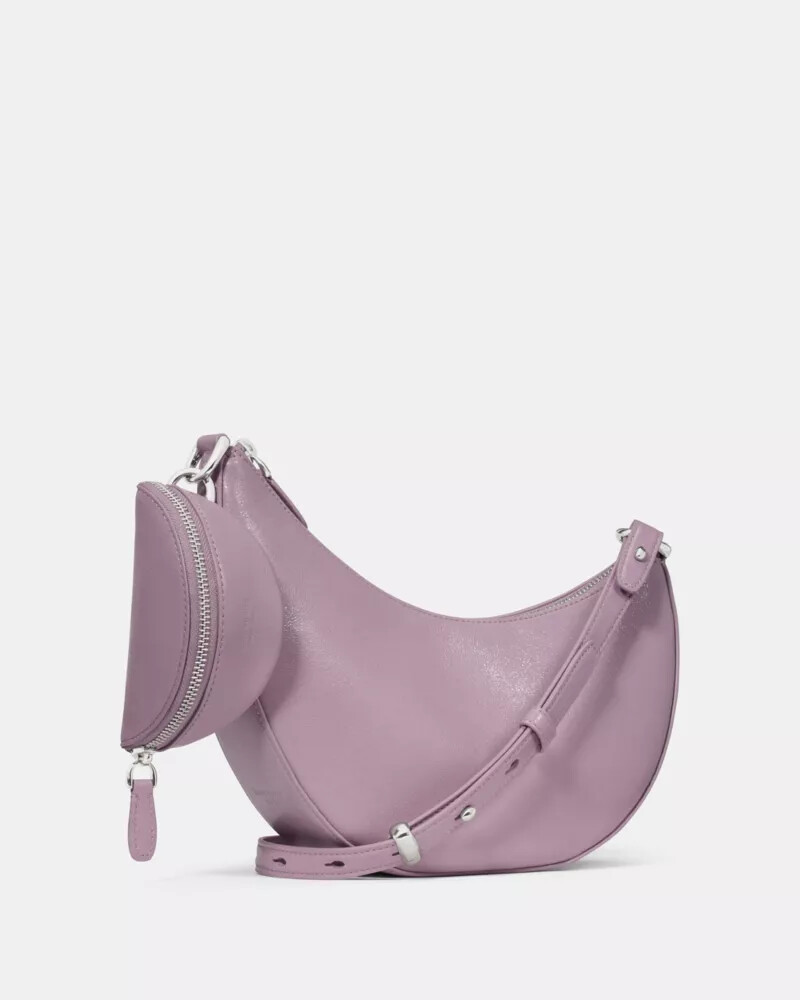 bolsa transversal duo em couro envernizado roxo mercado