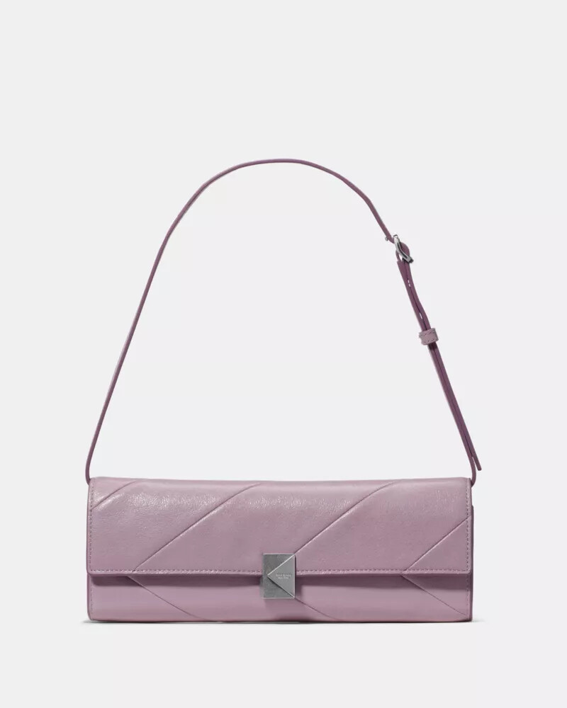 mini ombro macio esmaltado com detalhes decorativos roxo