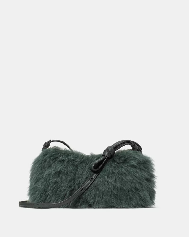 bolsa transversal loop shearling verde-escuro