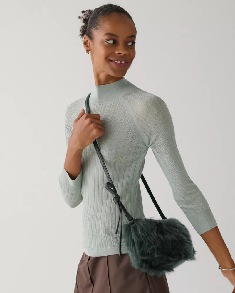 bolsa transversal loop shearling verde-escuro