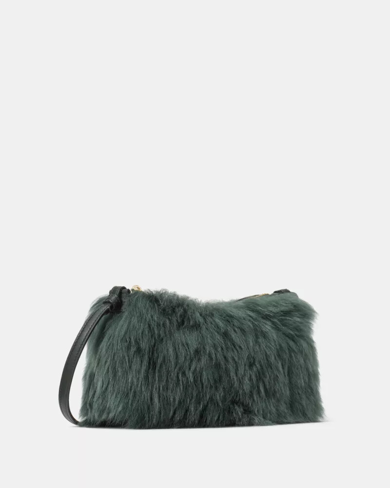 bolsa transversal loop shearling verde-escuro