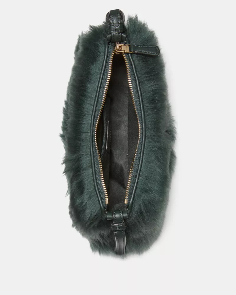 bolsa transversal loop shearling verde-escuro