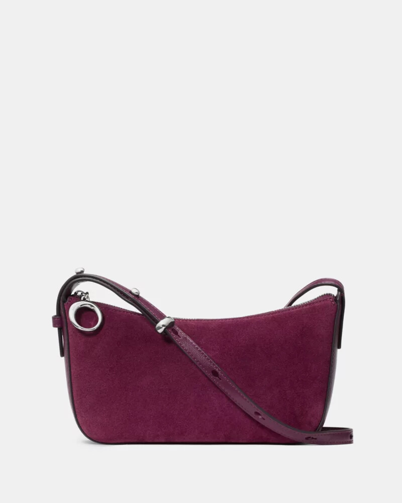 bolsa transversal halo em camurça roxa Ágata