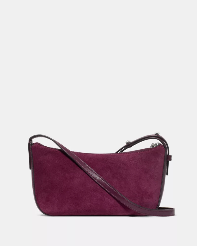 bolsa transversal halo em camurça roxa Ágata