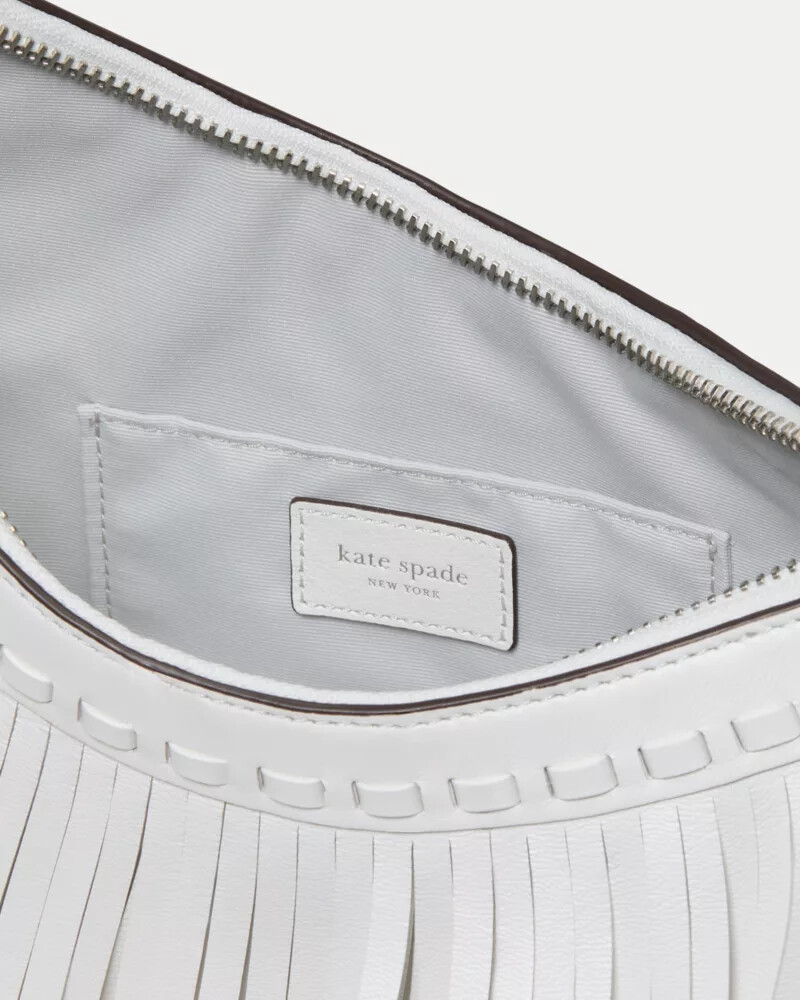 bolsa transversal duo fringe branca verdadeira.
