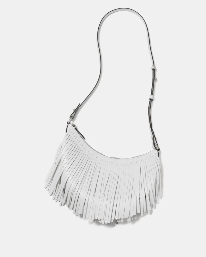 bolsa transversal duo fringe branca verdadeira.