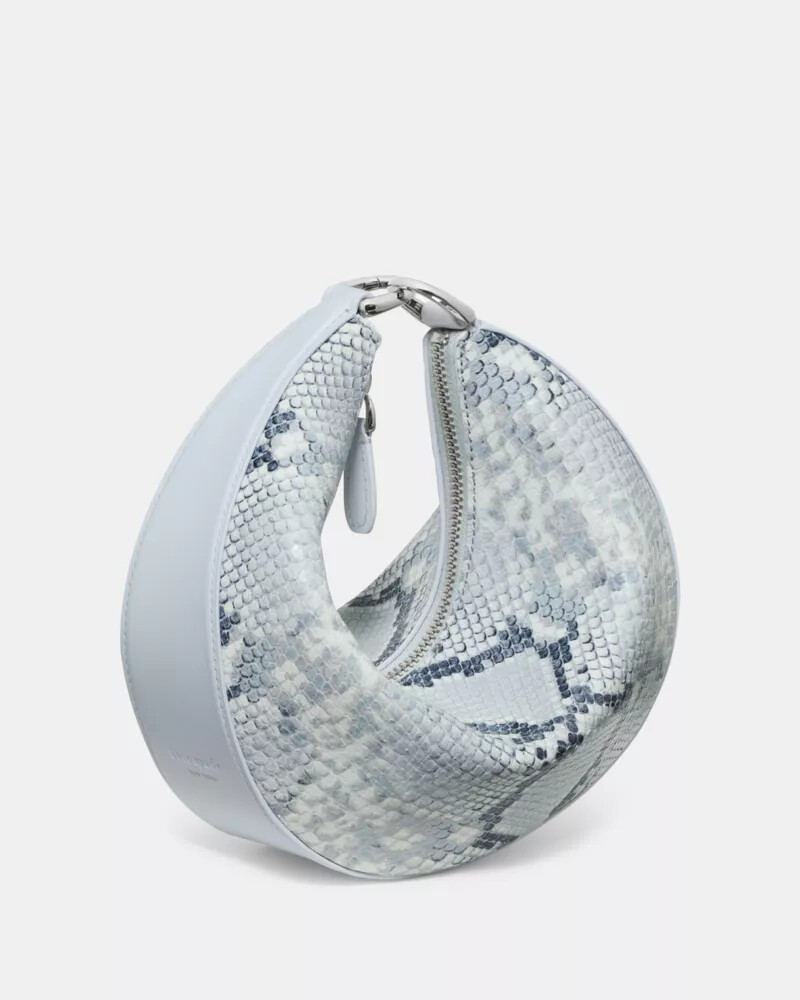 bolsa transversal duo snake com estampa cor safira clara.