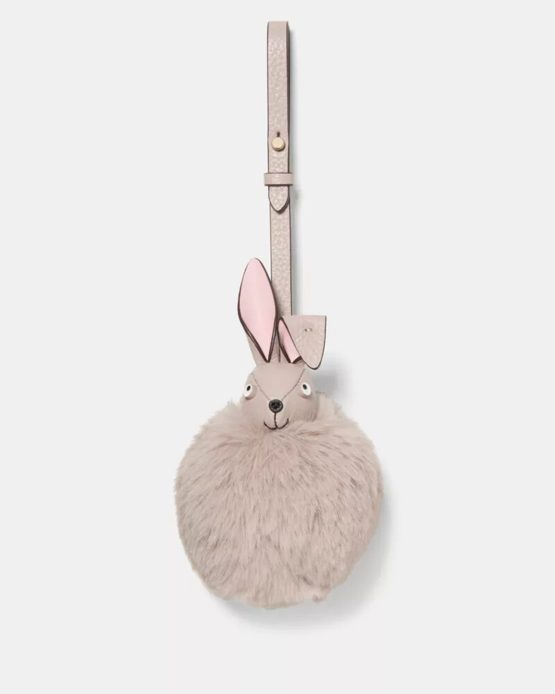 pingente de bolsa em forma de coelho 3d de pele sintética cinza aconchegante.