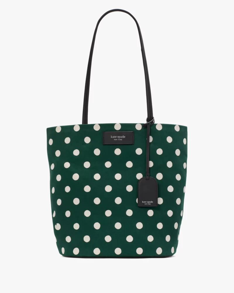 sacola grande de lona estampada com bolinhas on purpose sunshine cor rúcula multicolorida