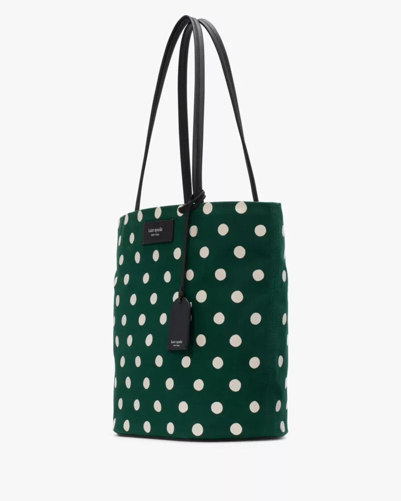 sacola grande de lona estampada com bolinhas on purpose sunshine cor rúcula multicolorida