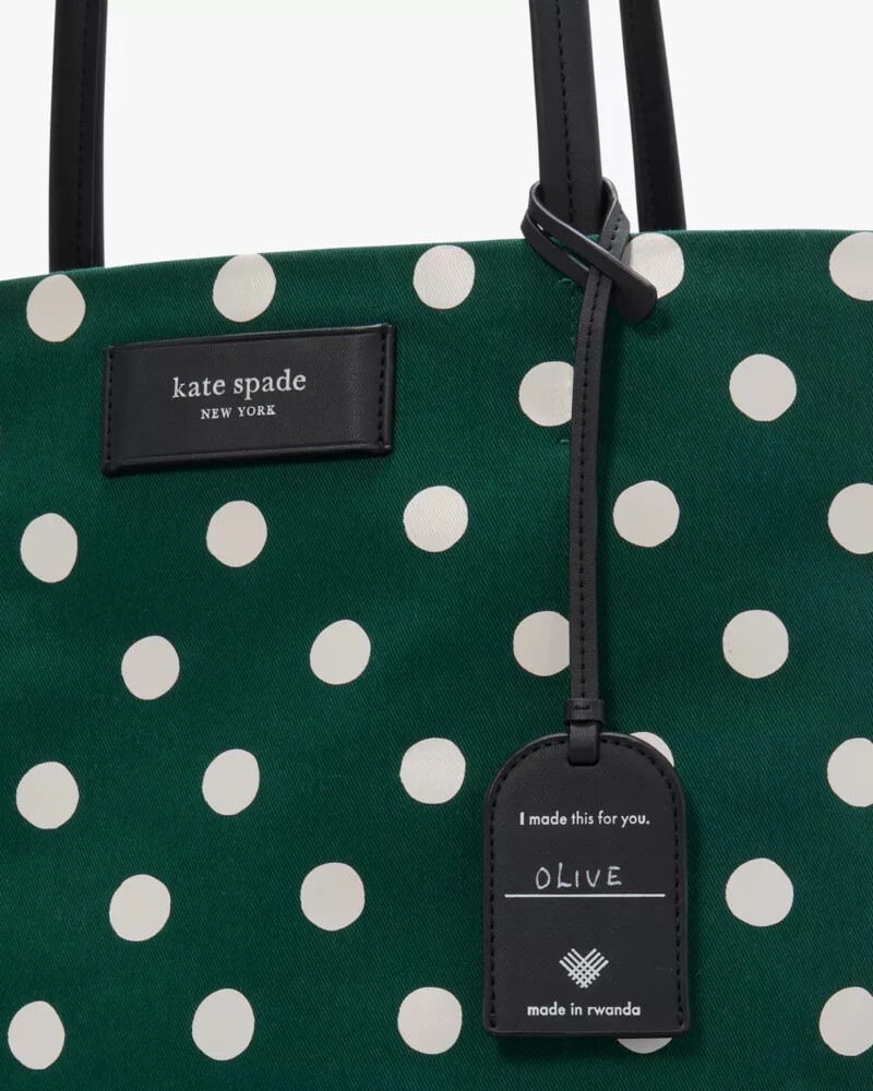 sacola grande de lona estampada com bolinhas on purpose sunshine cor rúcula multicolorida