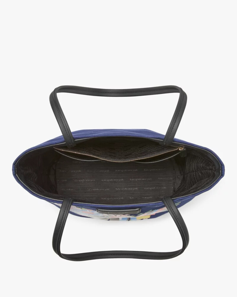 bolsa tote grande on purpose bouquet em lona cor deep lake multicolorida