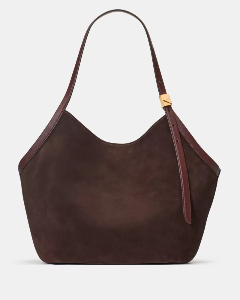 bolsa tote tulipa em camurça decorativa - chocolate quente
