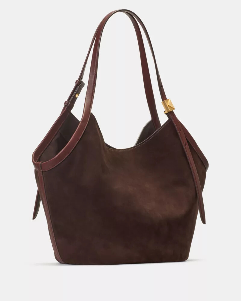 bolsa tote tulipa em camurça decorativa - chocolate quente