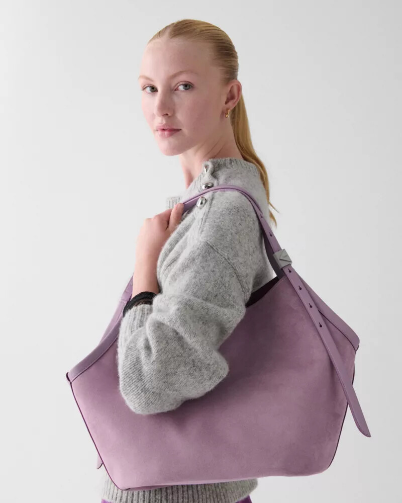 bolsa tote tulip de camurça deco roxa.