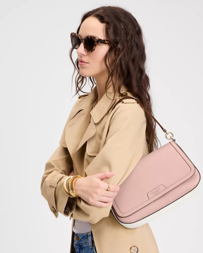 bolsa de ombro conversível hudson rosa fumaça multicolorida