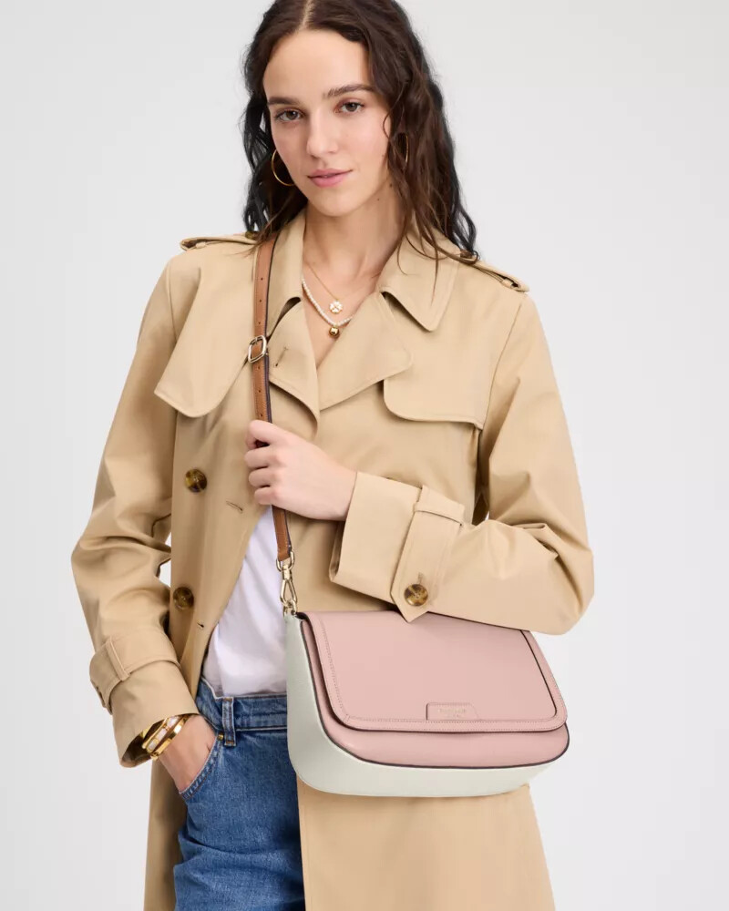 bolsa de ombro conversível hudson rosa fumaça multicolorida