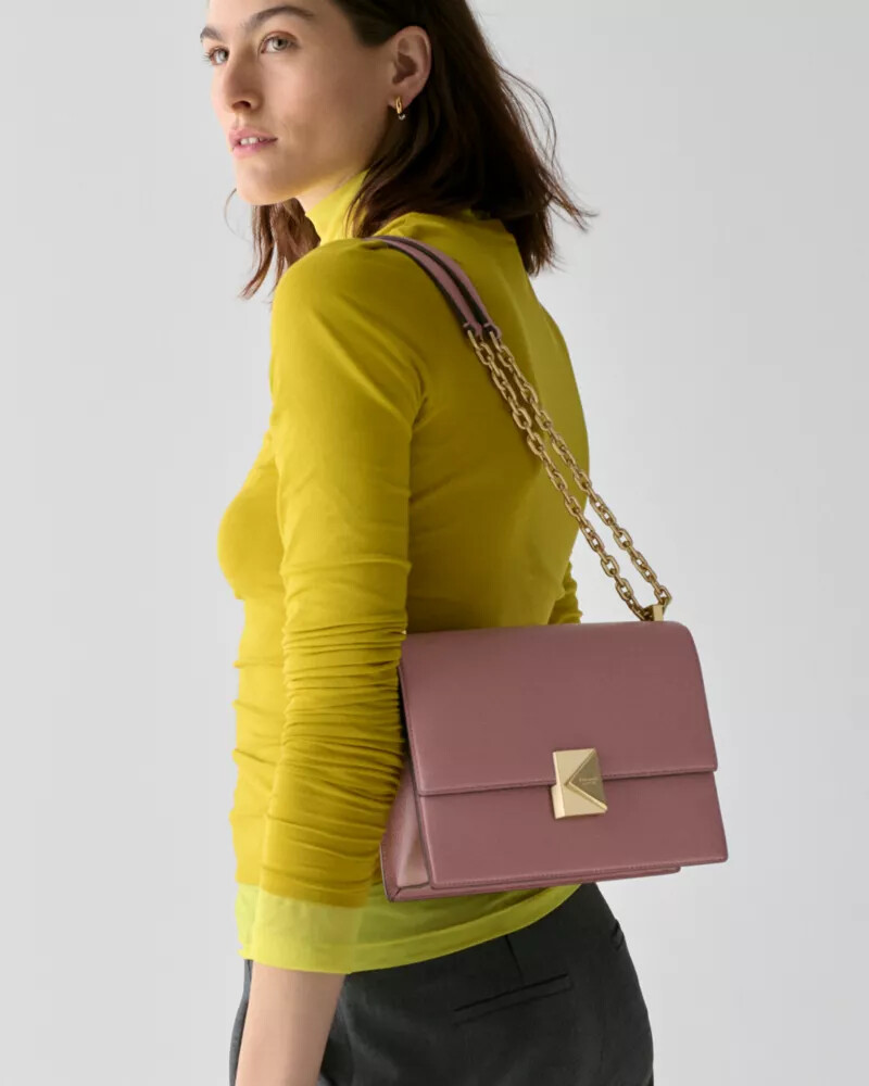 bolsa de ombro deco chain rosa escuro