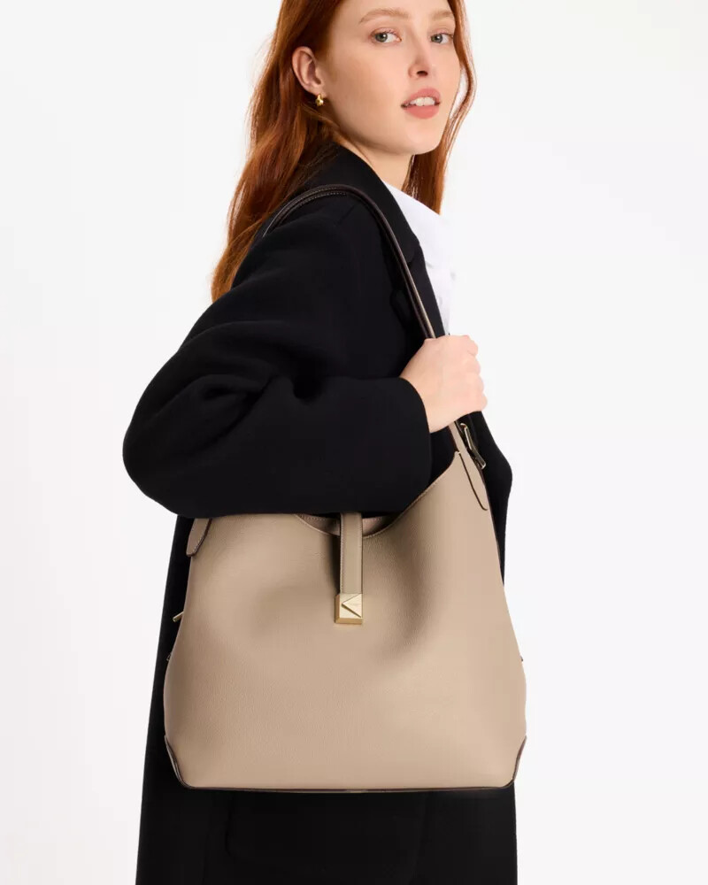 bolsa de ombro grande deco tom taupe atemporal