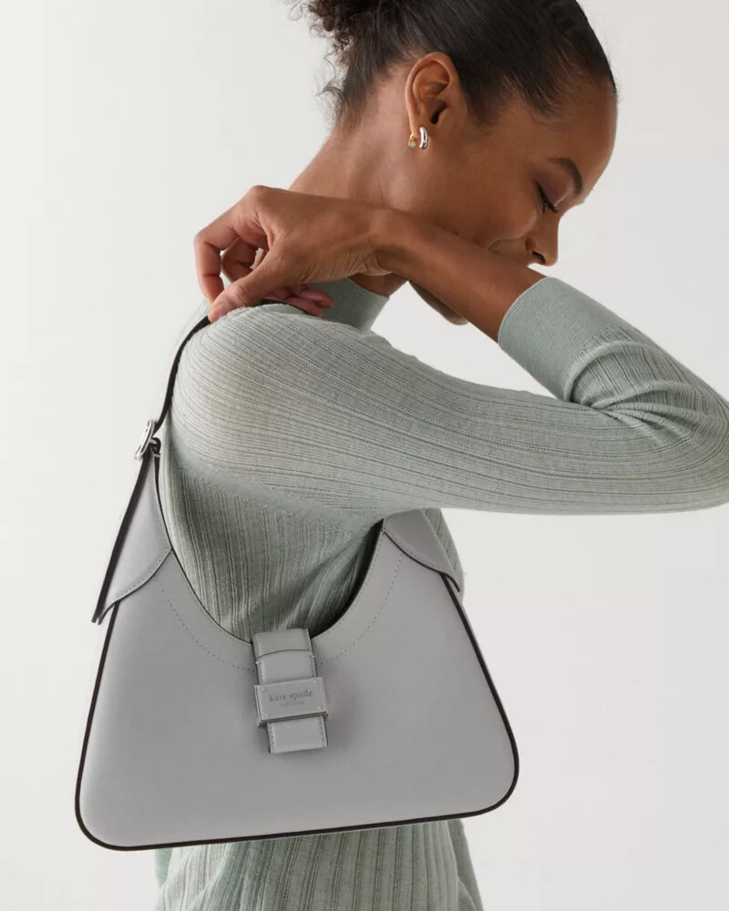 bolsa de ombro pequena nouveau cinza platina
