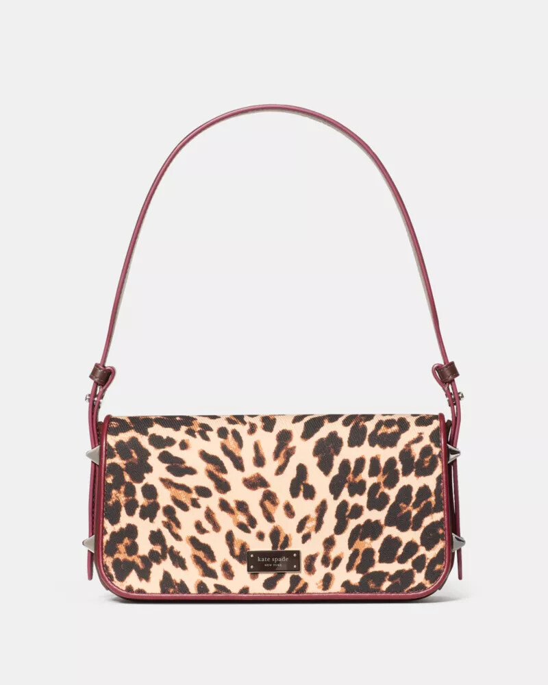 bolsa de ombro liv downtown com estampa de leopardo multicolorida