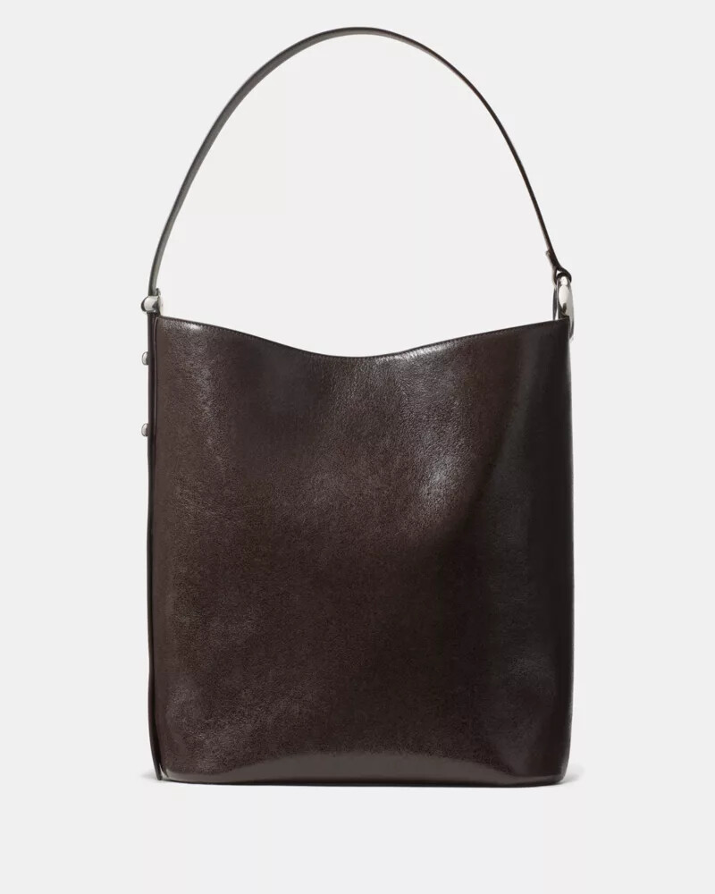 bolsa grande de couro vidrado halo com estampa de calda de chocolate quente