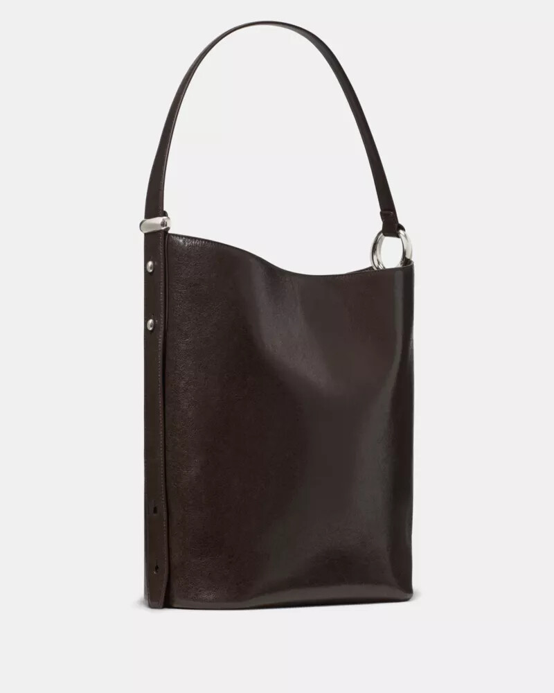 bolsa grande de couro vidrado halo com estampa de calda de chocolate quente
