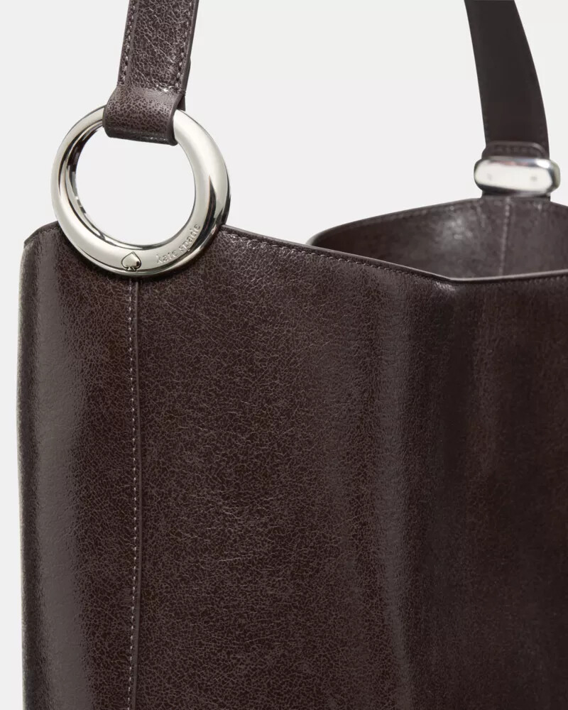 bolsa grande de couro vidrado halo com estampa de calda de chocolate quente