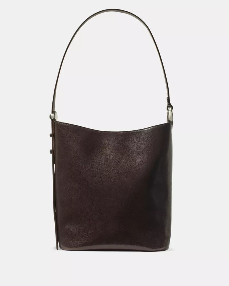 bolsa de couro vidrado halo com cobertura de chocolate quente