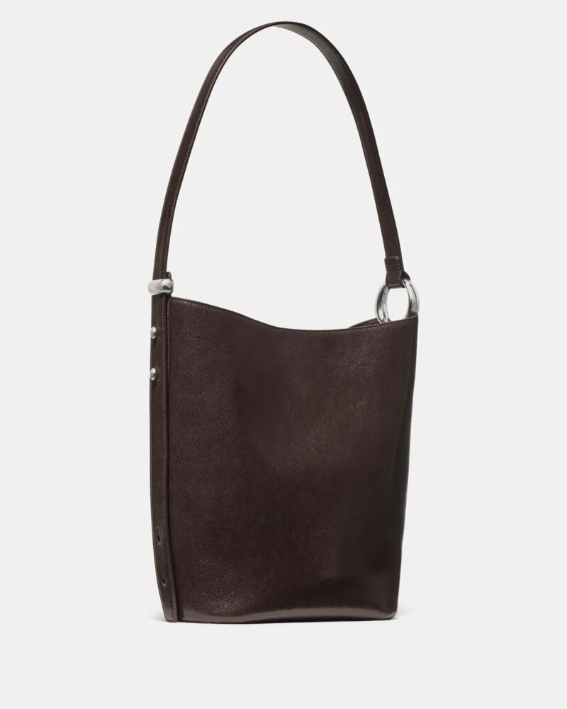 bolsa de couro vidrado halo com cobertura de chocolate quente