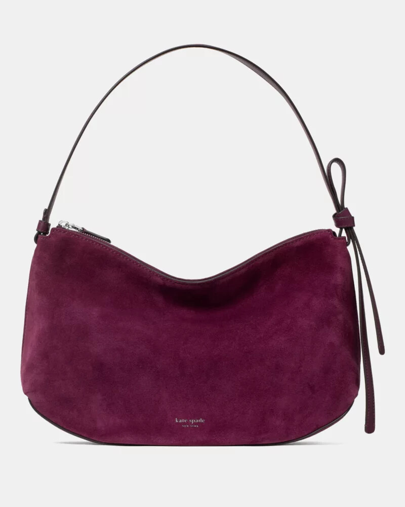 bolsa de ombro grande loop suede em Ágata roxa