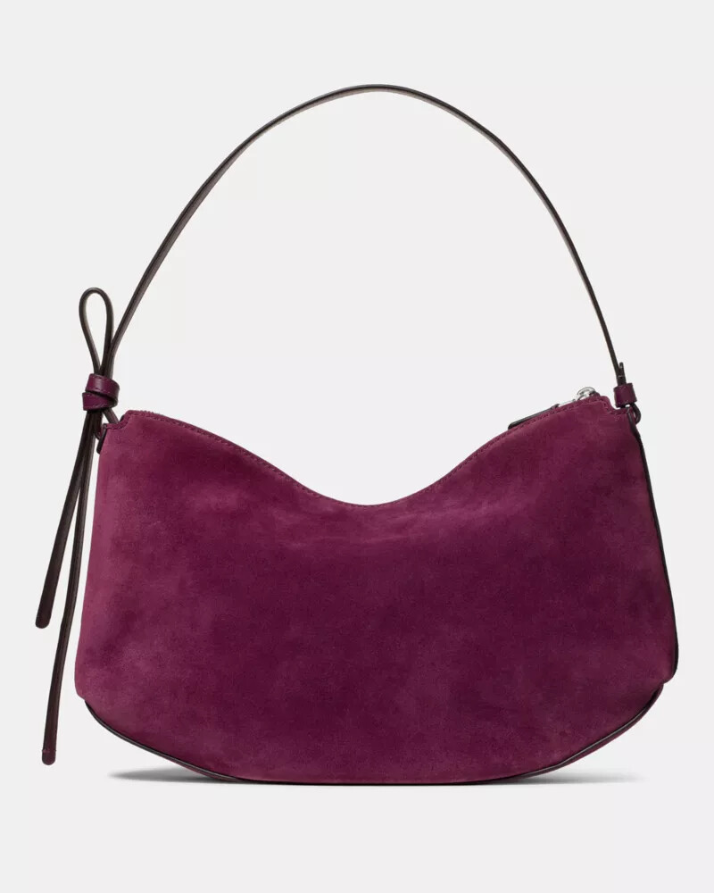 bolsa de ombro grande loop suede em Ágata roxa