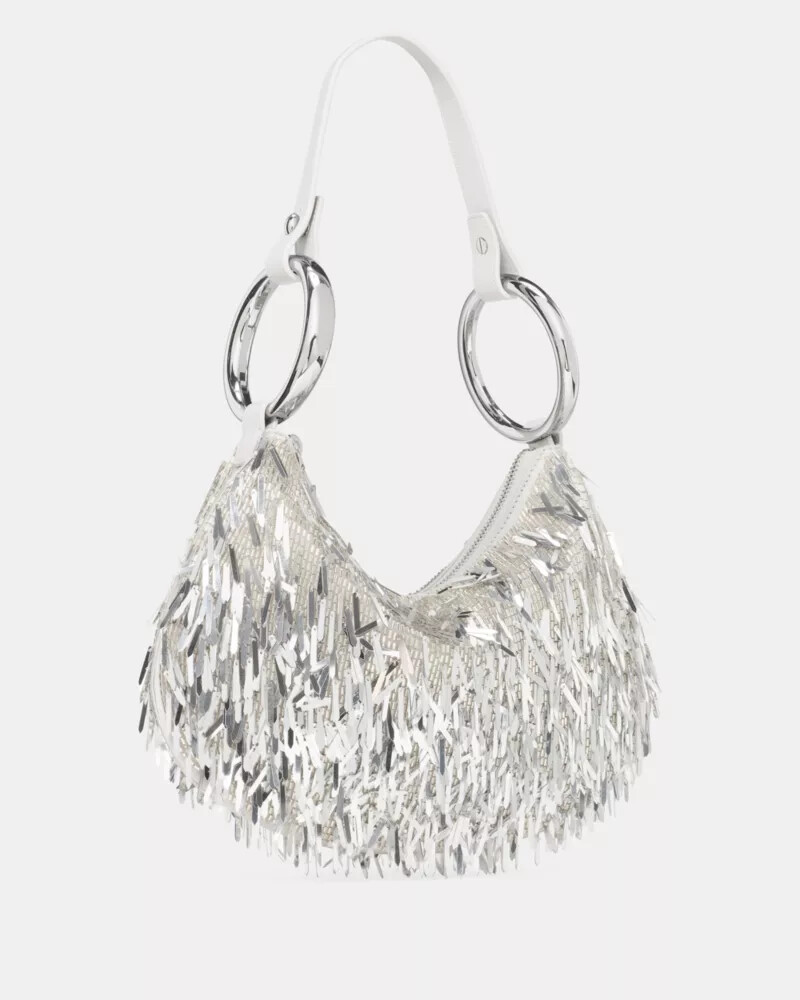 bolsa bracelete prateada com detalhes