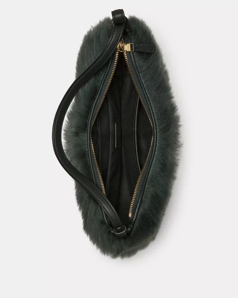 bolsa de ombro loop shearling verde-escuro