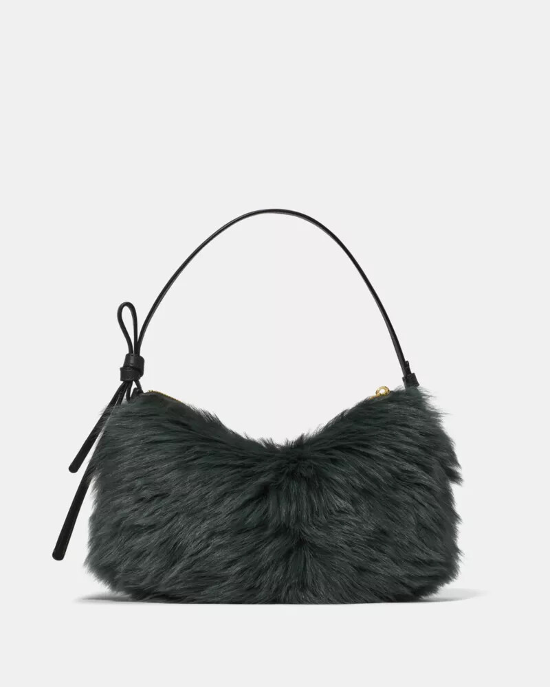 bolsa de ombro loop shearling verde-escuro