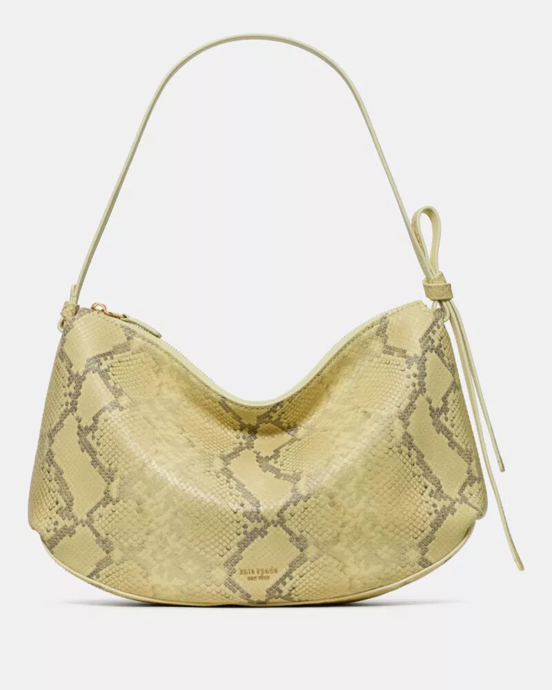 bolsa de ombro grande loop snake com relevo cor limão claro.