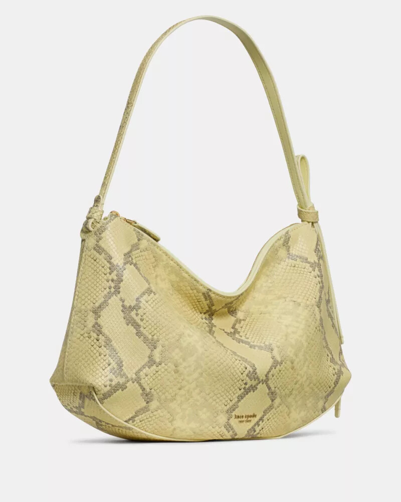 bolsa de ombro grande loop snake com relevo cor limão claro.