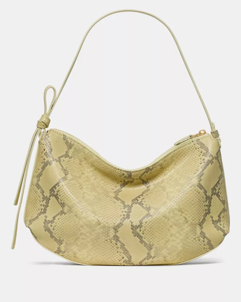 bolsa de ombro grande loop snake com relevo cor limão claro.