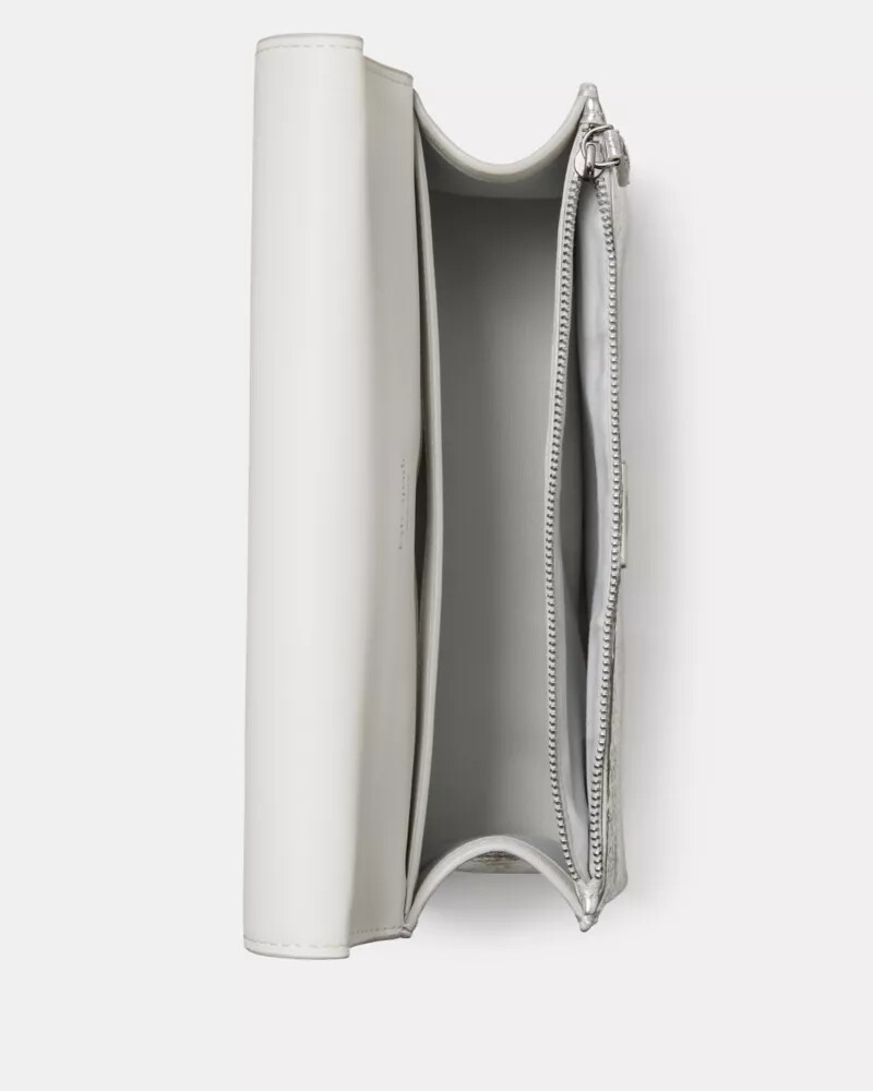 bolsa de ombro deco com corrente metálica texturizada prateada