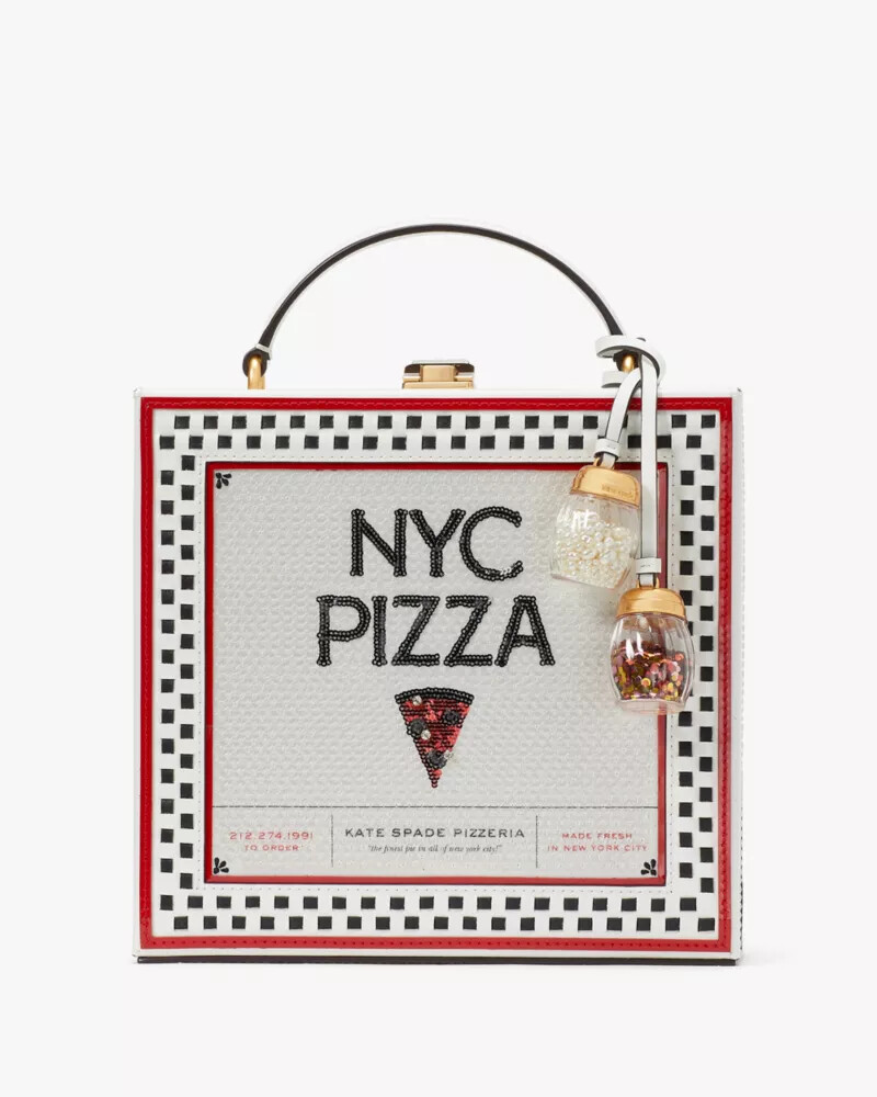 caixa de pizza slice 3d com alça superior e bolsa multiuso