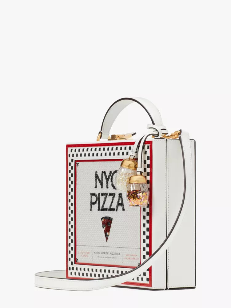 caixa de pizza slice 3d com alça superior e bolsa multiuso