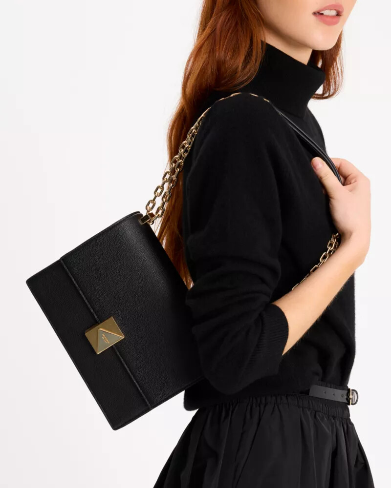 bolsa de ombro deco chain preta