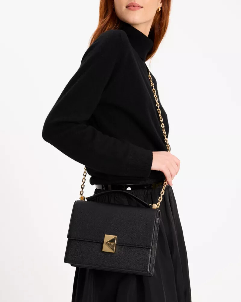 bolsa de ombro deco chain preta