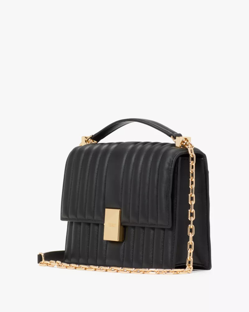 bolsa de ombro deco acolchoada com corrente preta.