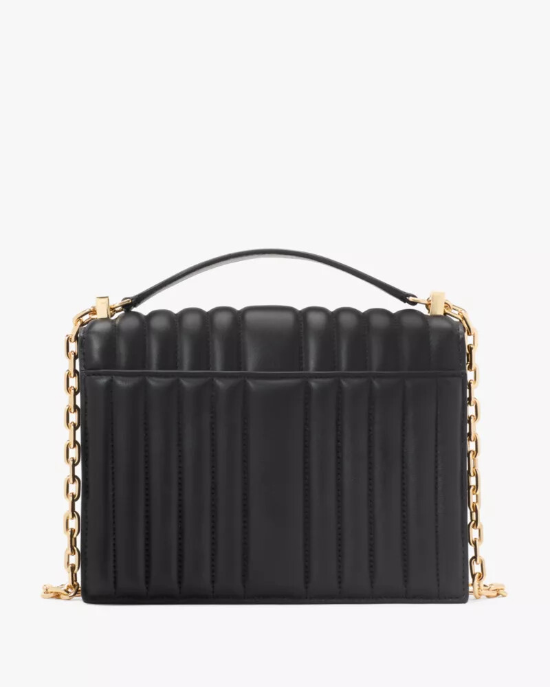 bolsa de ombro deco acolchoada com corrente preta.